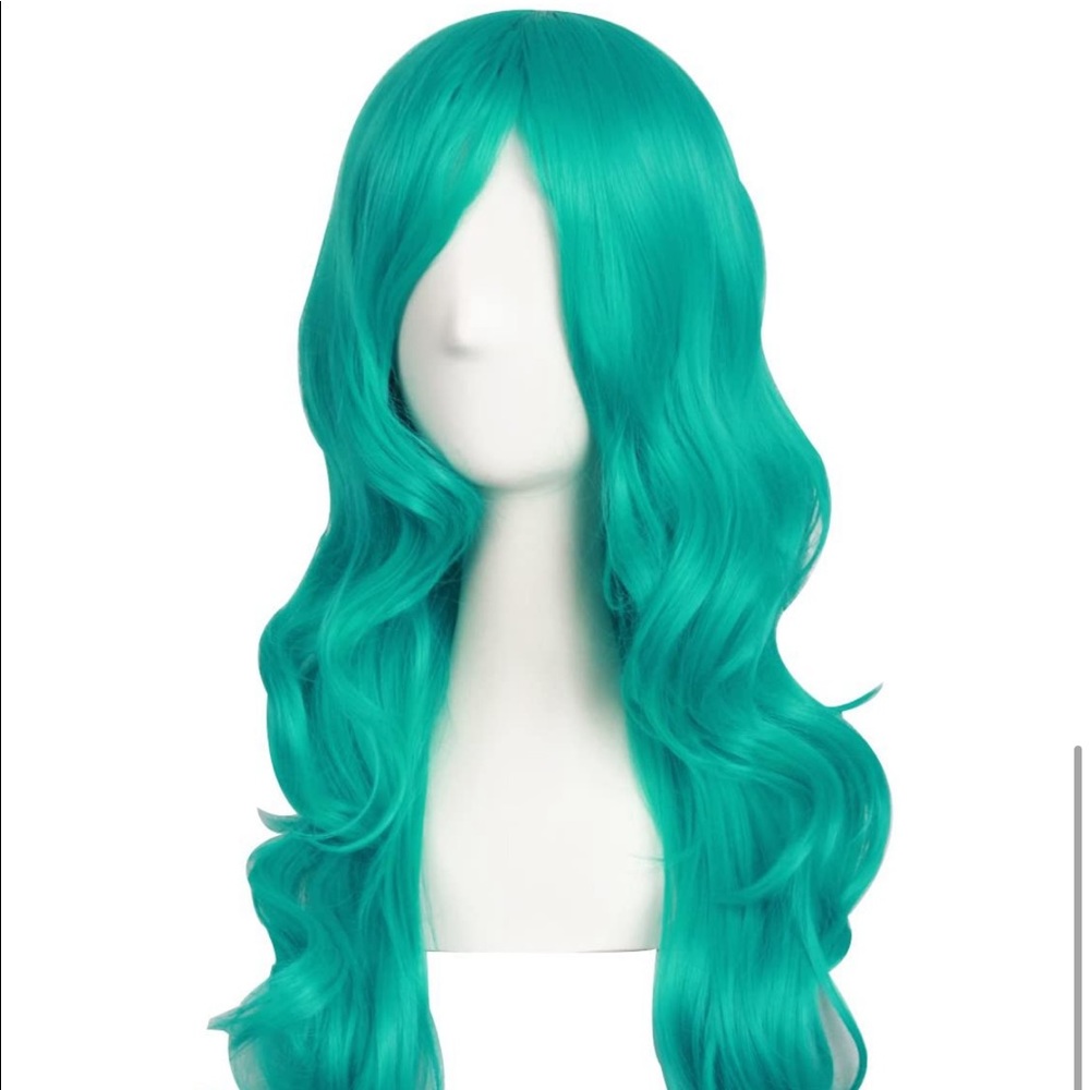 NIB Unworn 24” aqua wavy wig with bangs